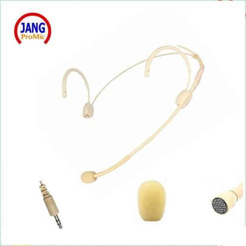 Professional Beige Headset Condenser Microphone Headworn Microfone for Transmitter Amplifier Speaker 3.5mm Stereo Jack