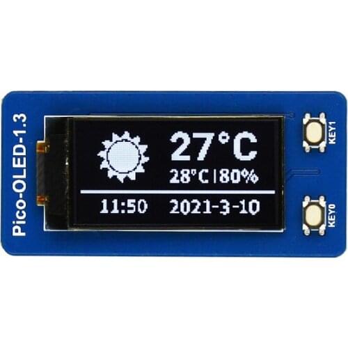 Raspberry Pi Pico 1.3 inch OLED display Built-in SH1107 chip and 2 buttons convenient for expanding applications