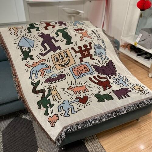 Nordic sofa blanket abstract geometric living room decoration leisure blanket throw outdoor camping picnic mat boho tapestry rug