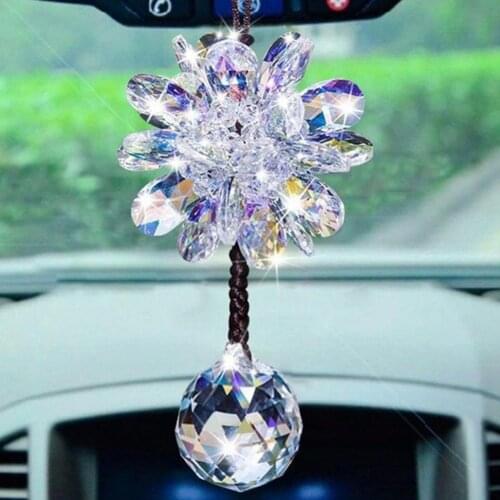 Rhinestone Flower Pendant Car Review Mirror Hanging Ornament Auto Interior Decor Automobile carros Gift Boutique New Hot