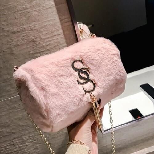 La MaxZa Women Luxury Bag Girls Lady Fashion PU Leather & Faux Fur Handbag Chains Top Quality Leather Clutches Tessel Mochila