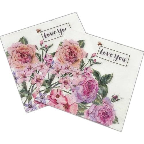 33*33cm 20pcs/lot Wedding Flower Color Printed Paper Napkin Creative Facial Tissue Anniversary Wedding Festival Party Decoration