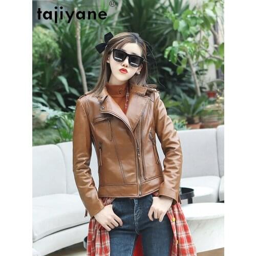 Tajiyane Korean Biker Jacket for Women Spring Real Sheepskin Coat Female Vintage Jackets 2021 Chaquetas Para Mujer Pph4573