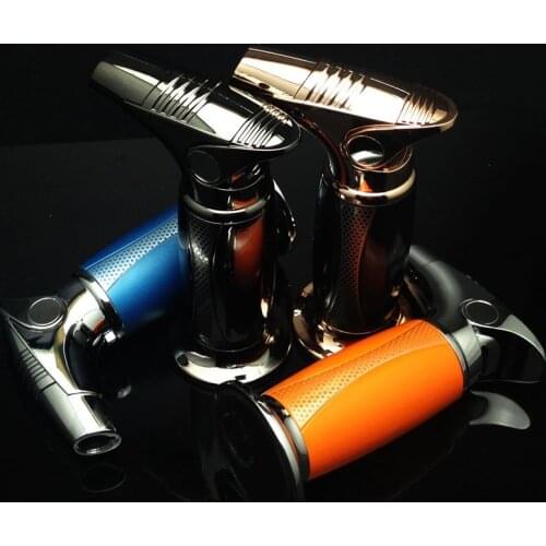 Windproof lighter outdoor inflatable blue flame torch turbo lighter creative cigar metal cigarette lighter mens gadget