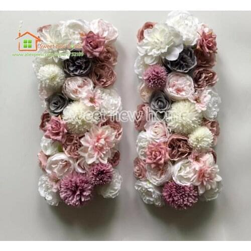 High Quality Artificial Flower Wall Wedding Background New Dahlia Austin Rose Fake Flower Runner Plate Road Lead Home