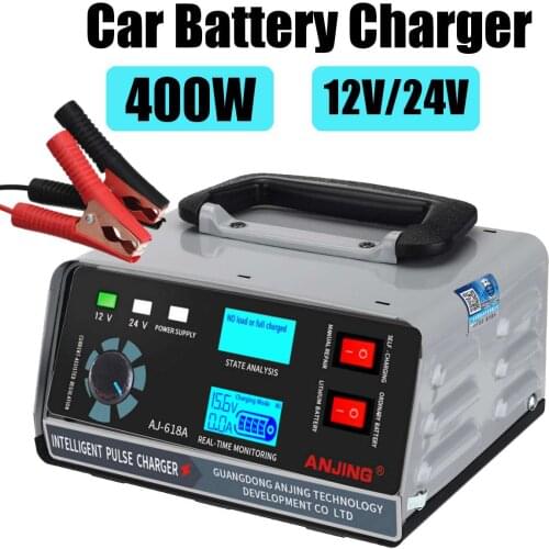 12V 24V Car Battery Charger 400W Charging Power Five-Stage Repair Fast Charging Winter Automatic Adjustment Car Accessories