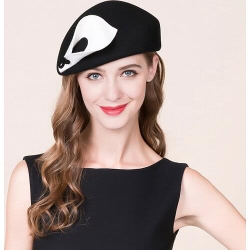 Lady Fedoras Wool Hat Girls Fashion Fedoras Wool Cap Female Winter Warm Party Cap Women Elegant Retro Fisherman Hat B-8720