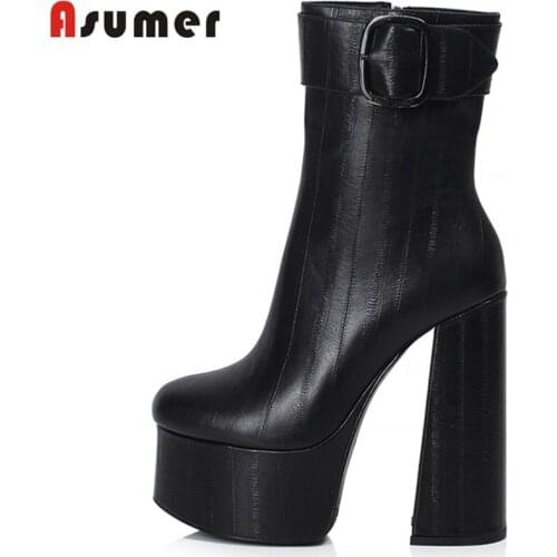 ASUMER 2022 New Arrival Women Winter Boots With Fur Comfortable Ankle Boots Fashion Hot Sale Genuine Leather Boots Modern Boots