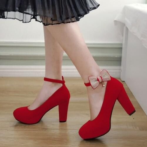 Large Size 43 Rhinestone Platform Shoes Women High Heels Ankle Strap Wedding Shoes Women Comfortable Office Shoes Woman Pumps