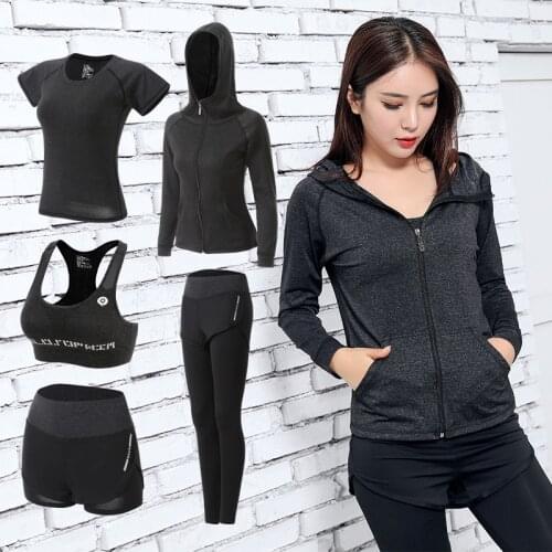 Women Sports running clothing set High quality women 2/3/4/5PCS yoga sets quick dry fitness gym sportswear clothing