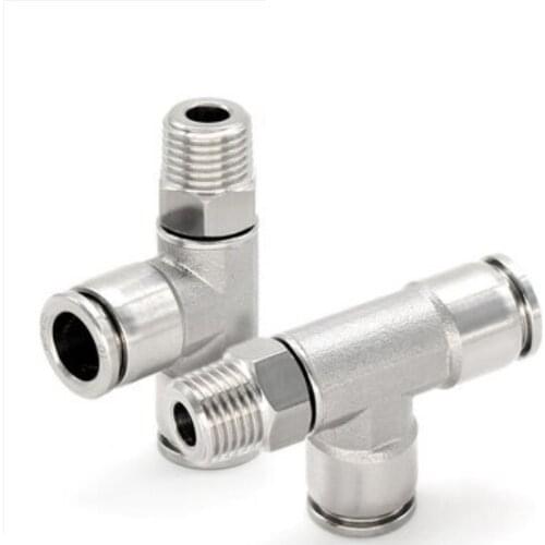 Free shipping 10pcs PD4-M5,PD4-01,PD6-M6-PD6-02,PD8-03,PD8-01,PD10-02,PD10-03,304 Stainless Steel Tee Male Connector