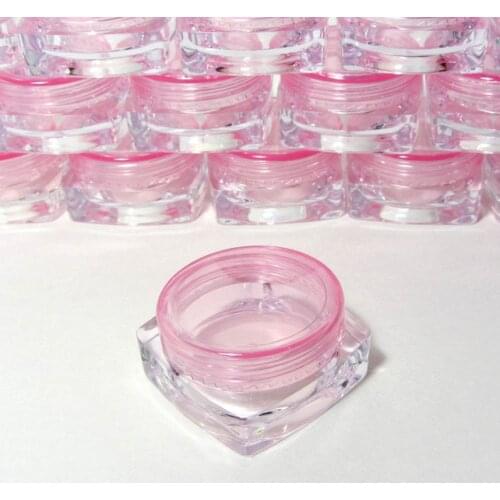 21) 100PCS - Cosmetic Jars Mini Square 5 Cosmetic Jars Small Plastic Thick Wall Square Beauty Sample Containers - 5 ml / 5