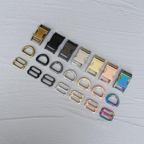 20 Sets 20mm Metal Belt Straps Adjust Slider Side Release Buckle D Ring DIY Accessory For Pet Dog Collar Dog Harness 20-3s8