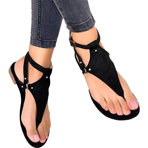 Free Shipping Women‘s Flat Sandals Open Toe Ladies Beach Sandals Buckle Strap Flip Flops Shoes Summer Sandals Women 2021