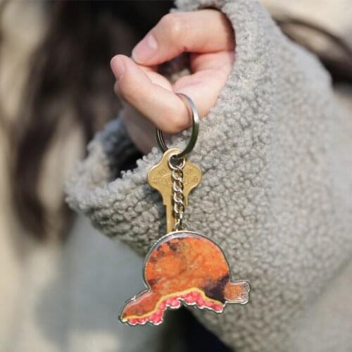 Chinese Style Keychain Pomegranate Fruit Plant Design Zinc Alloy Anti-Rust Birthday Lucky Commemorate Gifts Key Chain Decoration