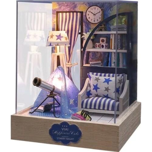 Mini Wooden Doll House Furnitures Diy 3D Wooden Miniaturas Assemble Dollhouse Toys for Children Birthday Gifts