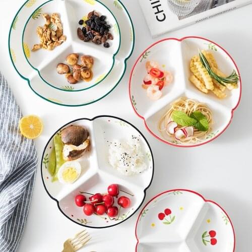 Ceramic Tableware Dividing Plate Childrens Dining Plate Breakfast Plate Creative Household Dish Platter Plate Separating Plate