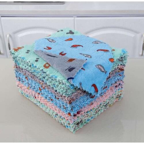 1PC Coral Fleece Cleaning Rag For Washing Dishs Kitchen Double Side Absorbent Dishcloth 16x26CM