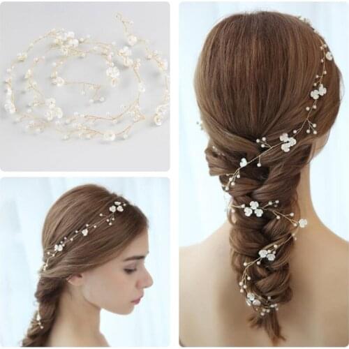 Crystal Headbands Wedding Hair Accessories Handmade Floral Pearl Rhinestone Headwear Hair Ornament For Bride Girls
