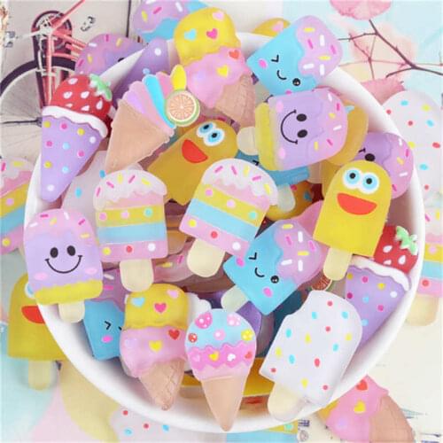 Julie Wang 20PCS Resin Ice Cream Charms Random Mixed Artificial Food Pendant Jewelry Making Accessory Table Home Decor