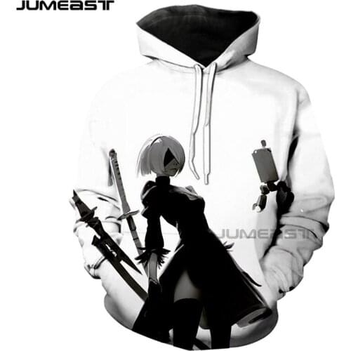 Jumeast Brand Men/Women 3D Printed NieR Automata Long Sleeve Sport Pullover Fashion Spring Hoodies