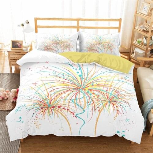 A Bedding Set 3D Printed Duvet Cover Bed Set Fireworks New Year Home Textiles for Adults Bedclothes with Pillowcase #YH06