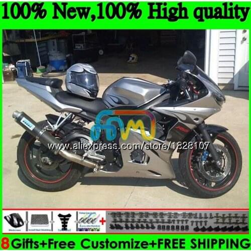 Body For YAMAHA YZF600 YZF R6 Silver black 600CC YZFR6 03 04 05 51BS.4 YZF 600 R 6 03-05 YZF-600 YZF-R6 2003 2004 2005 Fairing