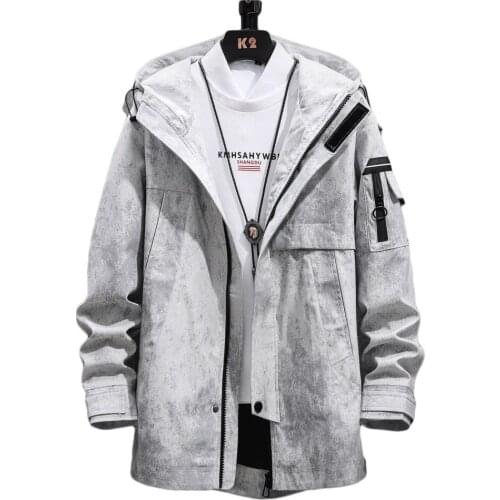 Bomber Jacket Men Casual Fashion Hip Hop Hooded Jackets Spring Autumn Male Army Military Streetwear Cargo Coat