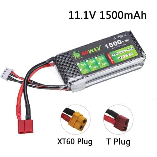 LION POWER 11.1V 1500mAh 35C T/XT60 Plug RC Model Cars Toys Aircraft Drone Lithium Polymer battery 11.1 V battery Lipo 3s