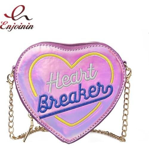 Fashion Laser Heart Embroidered Letter Crossbody Bag for Women Shoulder Chain Bag Purses and Handbags Ladies Small Bag 2021 Bag