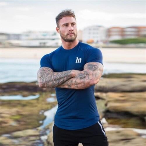 Fashion breathable Mens Short Sleeve T-Shirts Tight Running Fitness Shirt Slim Fit Quick-drying Shirts Tee Tops