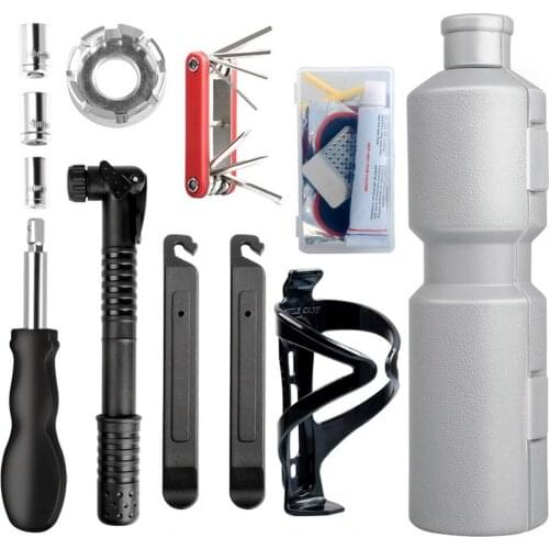 Bicycle Repair Tools Kit Box Multi Folding Spoke Wrench MTB Bike Cycling Tire Lever Pump Socket Spanner Repair Bottle Cage Tool