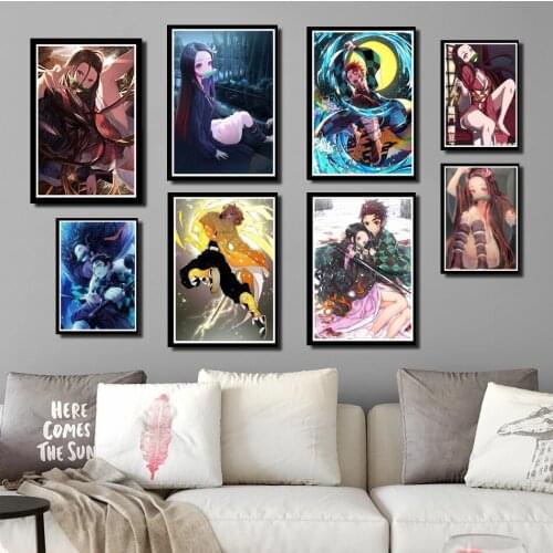 Perfect JL Wall Art Printed Poster Nordic Picture Anime Demon Slayer Home Decor wall stickers