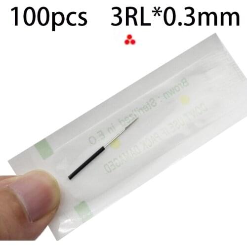 Disposable Sterilized Professional Tattoo Needles 3RL For Tattoo Eyebrow Pen Machine Permanent Makeup Kit 100pcs PMU needles 3R