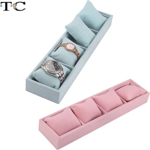 Jewelry Pillow Display Prop Watches Bracelet Showcase Watch Tray Bracelet Tray 4 Grids Jewelry Display Box