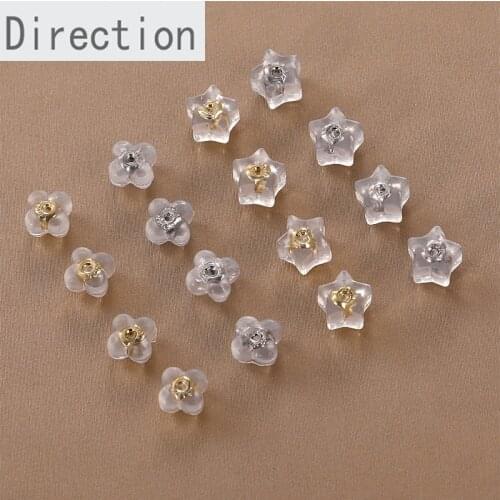 18k gold four-leaf clover star transparent silicone ear plug earring plug anti-allergy ear cap diy earring accessories