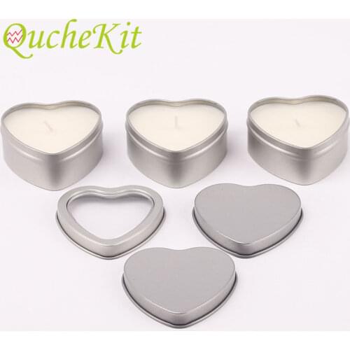 12pcs Heart-shaped Empty Aluminum Metal Tins with Clear Window DIY Candle Making Containers Molds Candy Gifts Packaging Box