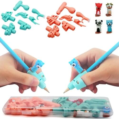 18Pcs/Box Pencil Writing Grip Pen Holder Kids Beginner Learning Silicone Aid Grip Posture Correction Two Finger Tool Student