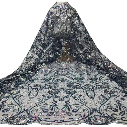 SJ Lace 2021 High Quality Nigerian Tulle Sequins Lace Fabrics Latest African Bride French Net Lace Fabric For Wedding Sew HX3-74