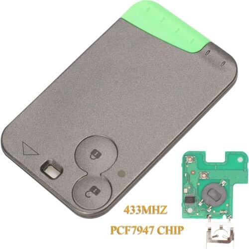 Kutery 2 Buttons Smart Remote Car Key Fob PCF7947 Chip 433Mhz For Renault Laguna Espace Vel-Satis Smart Card Remote