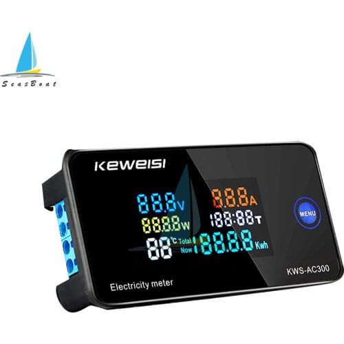 AC 50-300V Voltmeter Ammeter Wattmeter Power Energy Meter LED Digital Electric Meter with Reset Function Temperature 0-100A