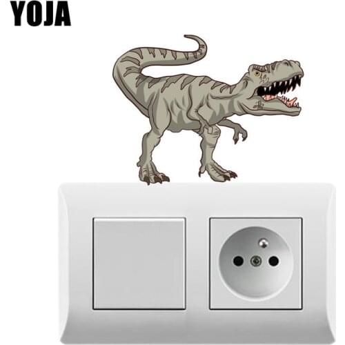 YOJA Gray Dinosaur Cartoon Switch Sticker Living Room Bedroom Wall Decor 8SS0919