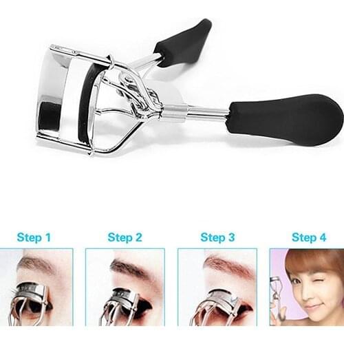 Women\s Makeup Cosmetic Tool Portable Curling Eyelash Curler with Black Grip