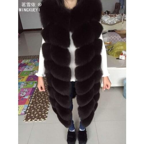 Real fox fur vest outerwear fur overcoat long design o-neck sweater vest waistcoat womens