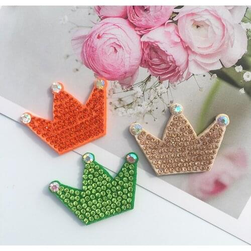 15Pcs 4.2cm Bling Rhinestone Colorful Crown Charm DIY Hair Clip Patch Accessories Appliques Craft