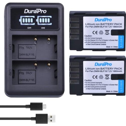 2pc DMW-BLF19 DMW BLF19 Rechargeable Camera Battery +LED Dual USB Charger for Panasonic Lumix DMC-GH3 DMC GH3 GH4 DMC-GH4 DC-GH5
