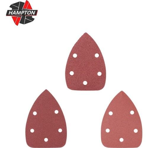 2pcs Self-adhesive Sandpaper Triangle Sander Paper 5 Hole 40/80/120 Grit Hook Loop Sanding Disc 140x98mm Abrasive Tools