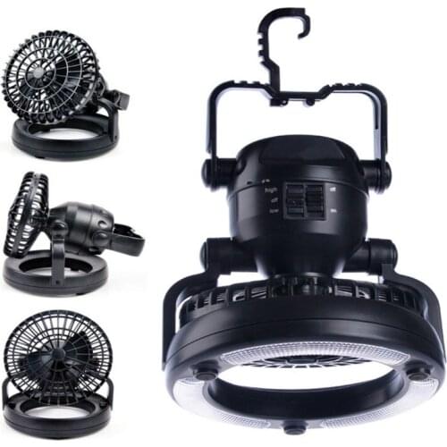 2 In 1 Portable LED Camping Lantern With 18 LED Flashlight Ceiling Fan For Outdoor Hiking Fishing Outages And Emergencies Tent