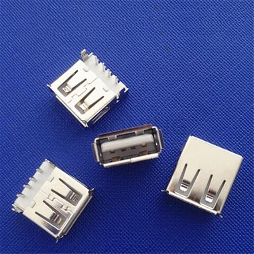 5pcs Micro USB Connector Socket For Portable Power USB 4 Pin Looper Female Plug Copper Shell Shen Plate Type