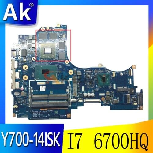 Akemy AIPY6 LA-C951P Motherboard For Lenovo Y700-14ISK Notebook Motherboard CPU I7 6700HQ GPU R9 M375 DDR4 100% Test Work